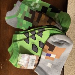 NEW Kids Minecraft Socks – 5 Pairs (Shoe Size 10–4)