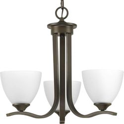 Progress Lighting Laird Collection 3-Light Etched Glass Traditional Chandelier Light Antique Bronze