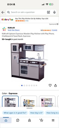 Large Play Kitchen with Lights & Sounds & Espresso
