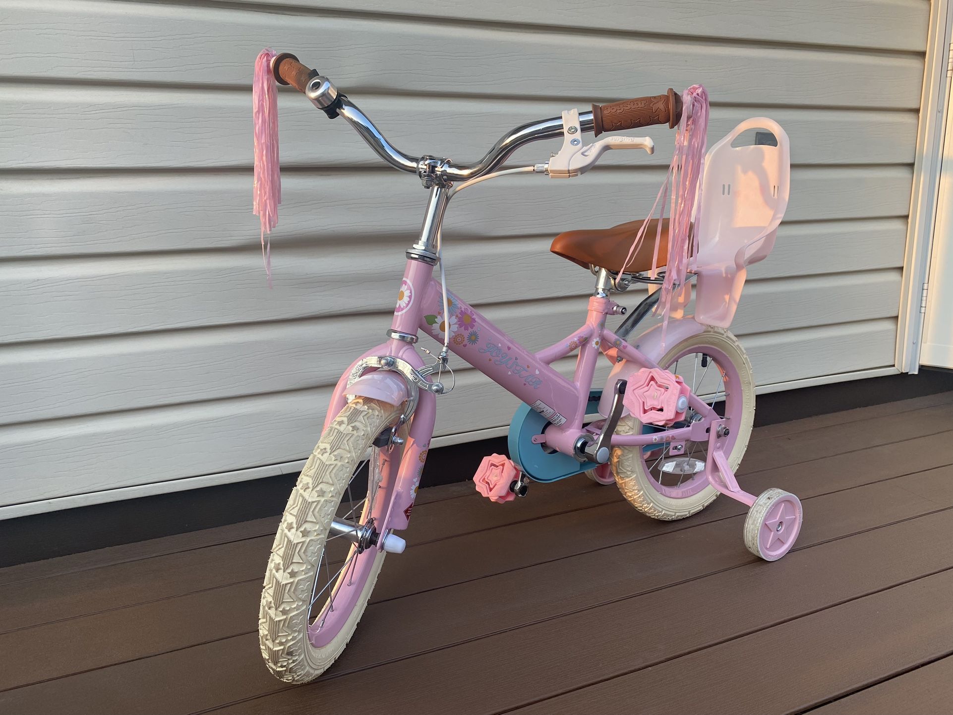 JOYSTAR Little Daisy Kids Bike for Girls Ages 2-5 Years, 14 Inch Girls Bikes with Doll Bike Seat & Streamers, color: LittleDaisy-Pink And KAMUGO Kids