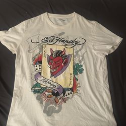 L Ed Hardy Joker Ivory T Shirt