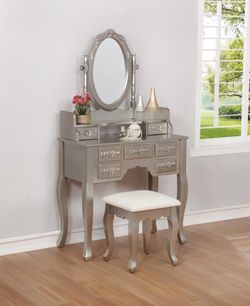 OUT OF STOCK Beautiful Metallic Vanity with stool