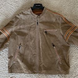Vintage Wilson's Leather M Julian Brown Orange Stripe Motorcycle Jacket XXL RARE