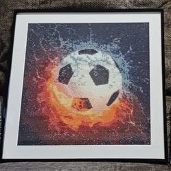 Framed Soccer Diamond Art