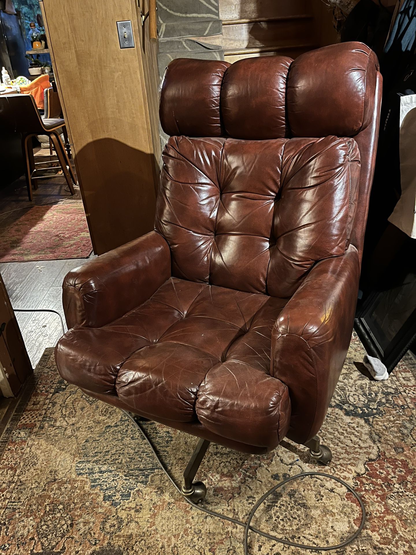 Vintage Mad Men Red Leather Office Chair