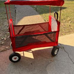 Radio Flyer, Vagón Plegable Todoterreno 3 en 1 con Dosel, Rojo y Gris, Neumáticos