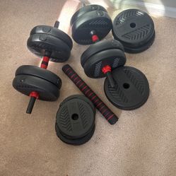 Adjustable dumbbell Set Free weights, Converts To Bar Bell. 35kgs (77.16 lbs)