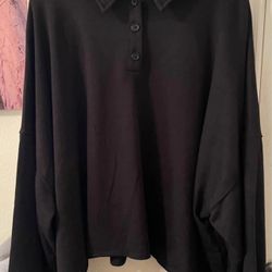 Plus Size Womens oversized Black Collared sweatshirt size 2X NEW