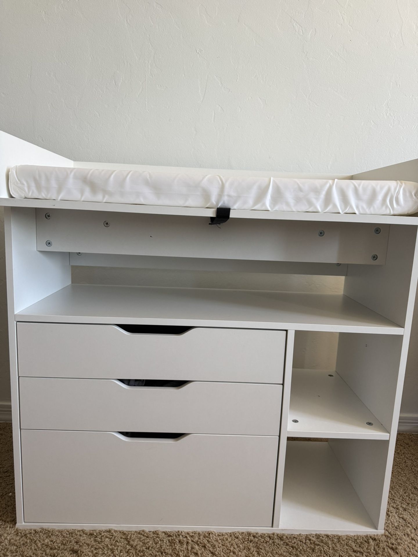 White Changing Table With Drawers/storage