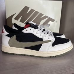 Travis Scott X Jordan 1 Low Medium Olive Sneakers Womens Size 8