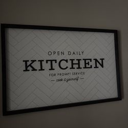 Farmhouse Kitchen Wall Decor Sign – “Open Daily Kitchen” Wall Art