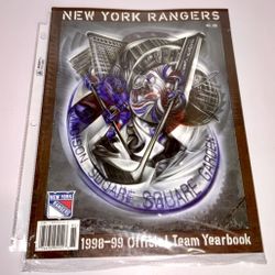 The product is a vintage 1998-99 New York Rangers official team yearbook by Rob Koch. Focused on hockey, this publication provides a comprehensive loo