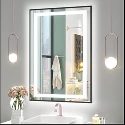 OKPAL 26x40 LED Bathroom Mirror, Frontlit & Backlit Lighted Bathroom Mirror, LED Vanity Mirror