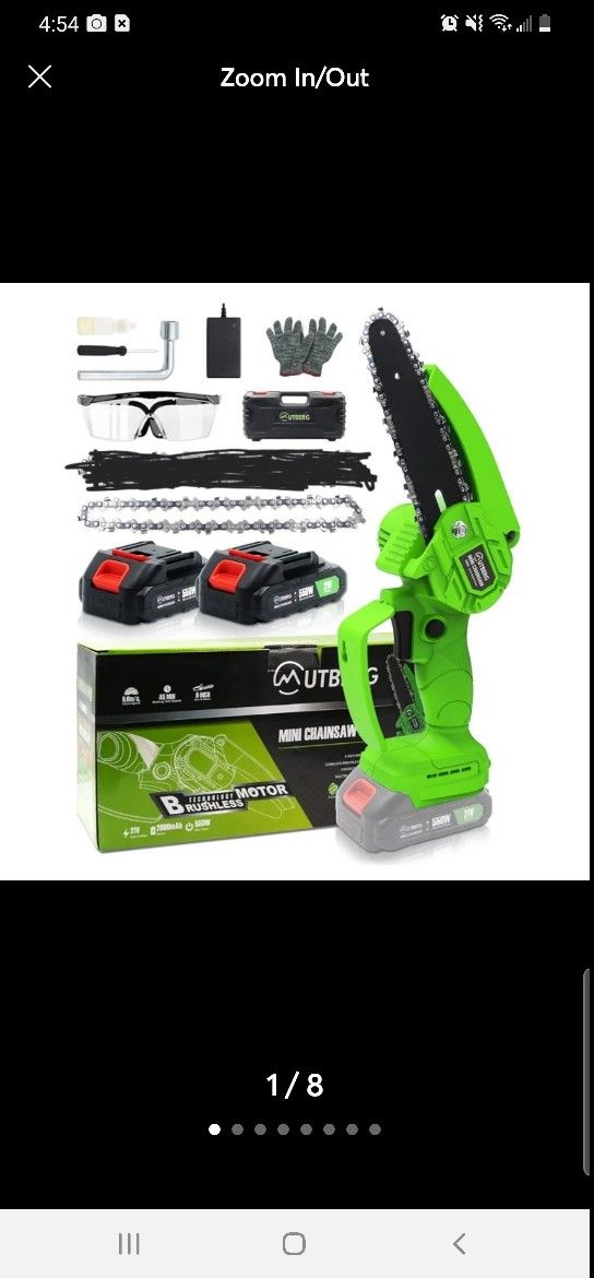 MUTBERG 6-Inch Cordless Chainsaw Set, Upgraded Brushless Motor 2 Bat. CH0601