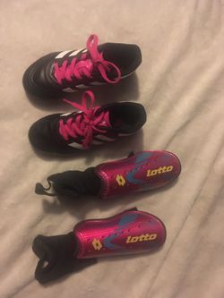 Adidas Girls Soccer Cleats & Shin Guards