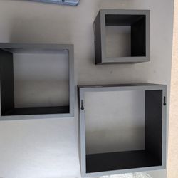 Set Of 3 Black Decorative Wall Cubes