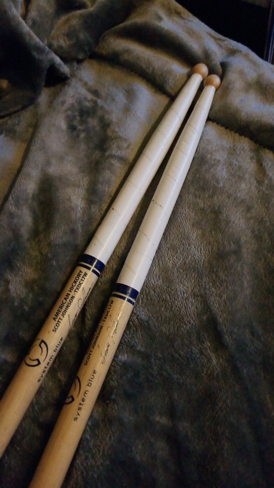Scott Johnson signature promark marching drumsticks:System Blue