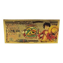 24k Gold Plated, Monkey D. Luffy (One Piece) Bill/Banknote, Anime 20th Anniv.