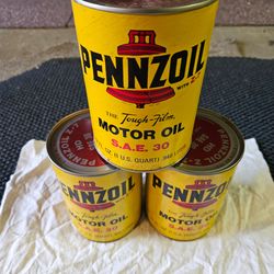 Pennzoil SAE 30 Vintage Motor Oil Cans – Set of 3