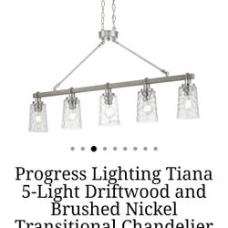 Progress Lighting Tiana 5-Light Driftwood and Brushed Nickel Transitional Chandelier New Open Box 
