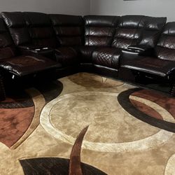 Chocolate Brown Sectional Area Rug Included.. 