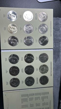 full set of eisenhower dollars  1 including the  4 silver s mint dollars i also will toss in the 1976 80% s mint silver dollar . all in bu con