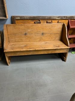 Small Antique Rustic Church Pew Bench