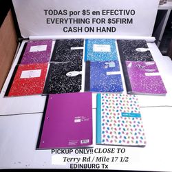 9 Composition Notebooks & 1 Regular Notebook All Together For $5FIRM. PICKUP ONLY!