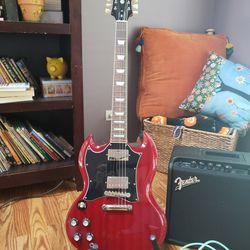 Epiphone Left Handed Electric Guitar and Fender Amp