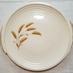 Vintage Knowles China Handled Golden Wheat Plate

