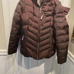 Ladies Size Large Eddie Bauer Brown Goose Down Parka with Hood