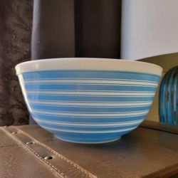 Vintage Pyrex Rainbow Stripes Mixing Bowl Blue 403