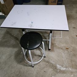 Child's Art Desk With Stool