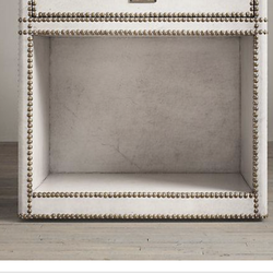 RESTORATION HARDWARE WHITE LEATHER MARSIELLE NIGHTSTANDS