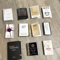 Bundles of 11 assorted brand name perfume samples. 