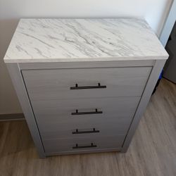 faux Marble gray Wood modern DRESSER cottonburg ASHLEY 4 Drawer Chest