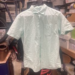 Paperdenim&cloth Brand, Short Sleeve Button Up, Coolmint Blue, XL