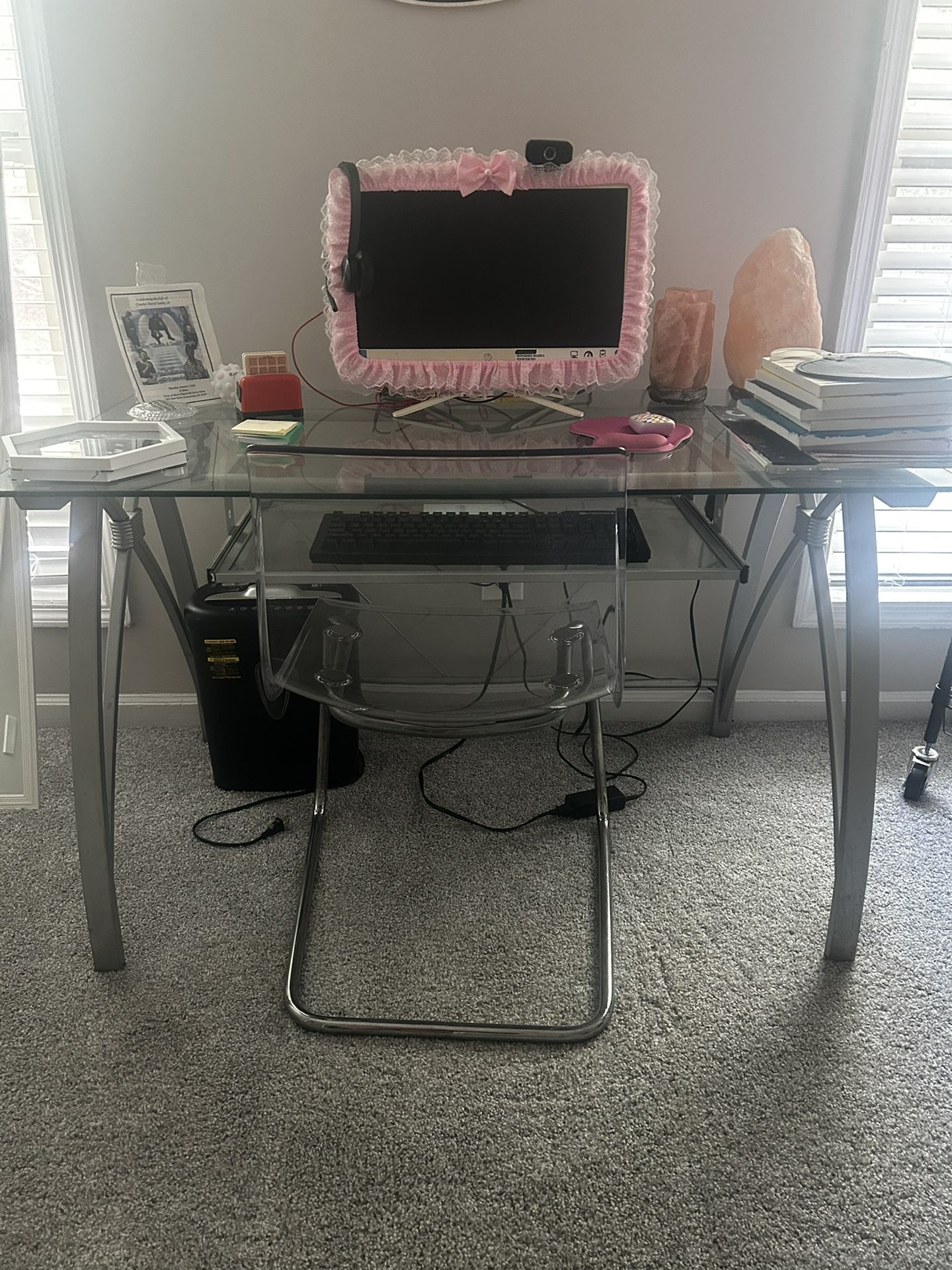 Computer Desk With Monitor & Storage Roller