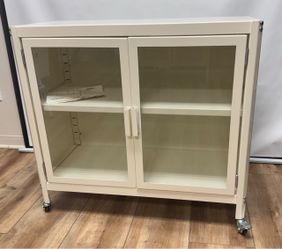 New White Metal Cabinet with Glass Doors