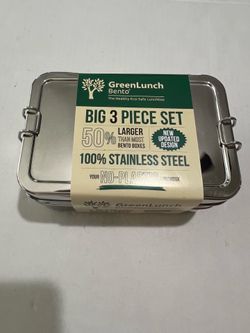 GreenLunch Bento 3-piece set, featuring a stainless steel construction.