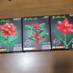 Set Of Brickcraft Bricktanicals Holiday Plants Set Of 3 Poinsettas 280 pieces total