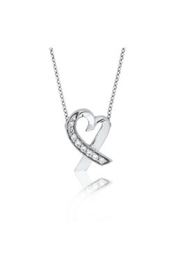 Tiffany & Co. Paloma Picasso Loving Heart Diamond Pendant Necklace 18K White Gold