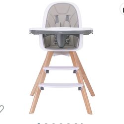 Baby High Chair with Double Removable Tray for Baby/Infants/Toddlers, 3-in-1 Wooden High Chair/Booster/Chair | Grows with Your Child | Adjustable Legs