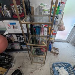 Gold Bookshelf / Shelf With Glass Shelving