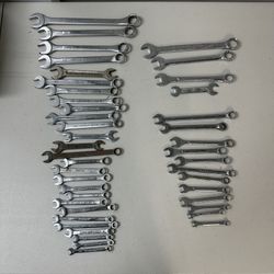 43 Piece Mechanic Wrenches Lot - Standard & Metric 