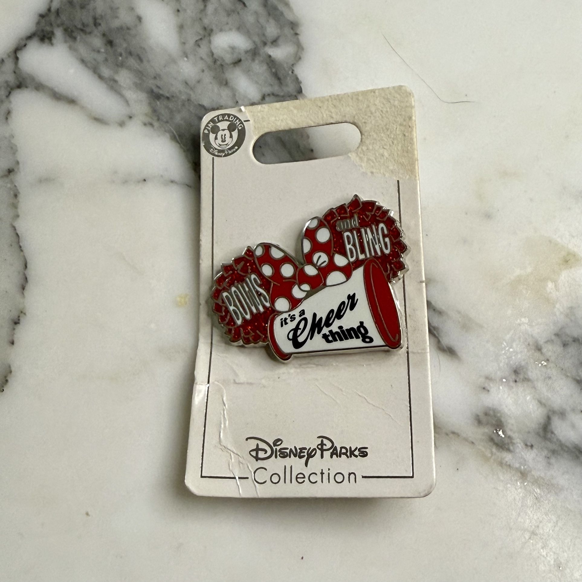 Disney Parks Pin Minnie Mouse Bows And Bling It’s A Cheer Thing NWT