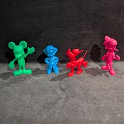 Vintage 1970s Marx Disney 6" Plastic Figures - Lot of 4 (Mickey, Dopey, Pluto, Pinocchio)