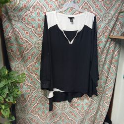 Lane Bryant Black & White Business Casual Top, Size 26/28