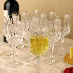 Cristal d’Arques Y2K Longchamp Cut Crystal Wine Glasses Set of 12, 7.25”