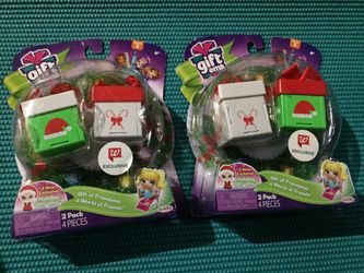 Gift ems. 2 pk. Holiday santa and elf doll.
